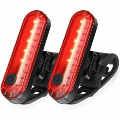 GHCD 2pcs Usb Rechargeable Led Bike Tail Light (Rouge Light)