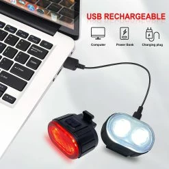 Bisbisous USB Rechargeable Bike Light Set, IPX4 étanche, 4/6 Modes Mountain Road Cycle Light Avant Et Arrière (noir) -Vélo fixie Soldes 215263550 max