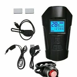 Bike Light Night Set, Chronomètre Multifonctionnel Bicycle Lights Haut-parleur Avant Et Arrière, Vélo étanche Usb Rechargeable Avec Feux Arrière
