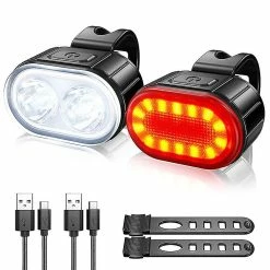 Sajygv Sajy 2pcs Bike Light Set Led Usb Rechargeable Bike Front Rear Lig