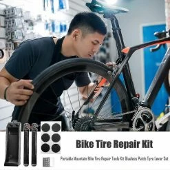 Unbranded Portable Mountain Bike Tire Repair Tools Kit Glueless Patch Lever Mtb Bicycle Flat Tyre Repair Tool