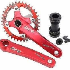Unbranded IXF Hollow Integrated Crankset 104BCD VTT Bike 170mm Crank Set + Chainring + Pédalierï1/4ˆRedï1/4‰