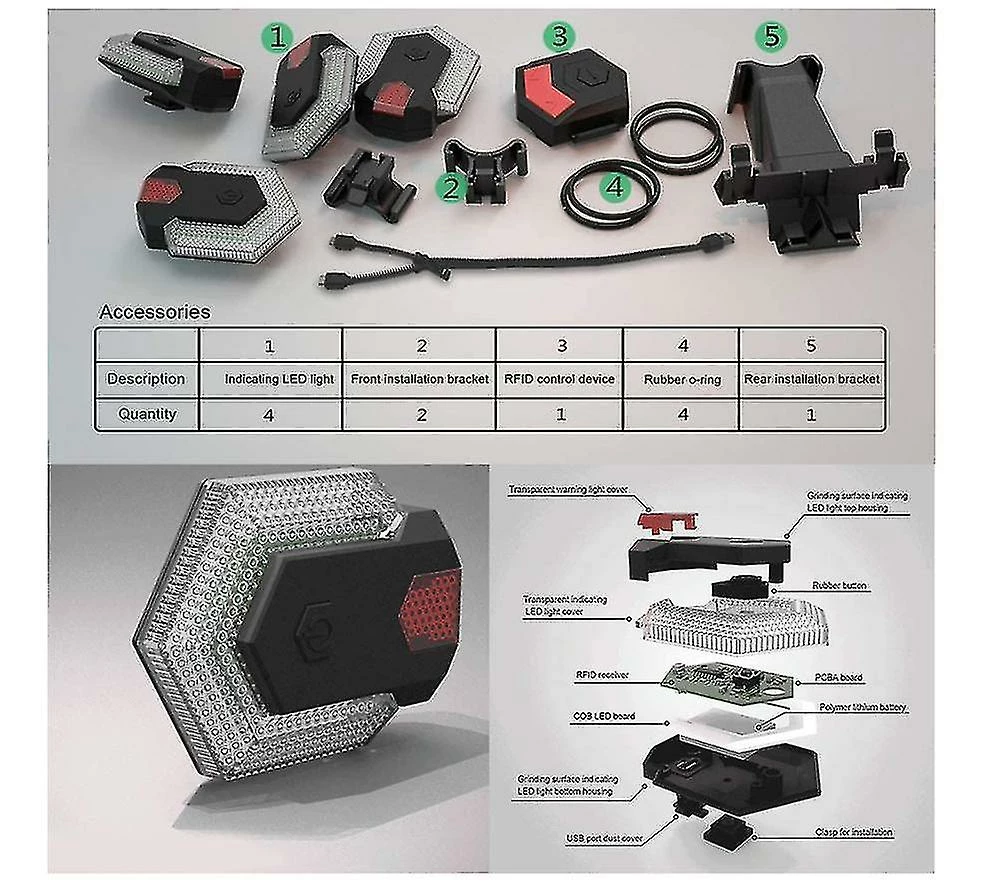 Aowear Chronus Bike Tail Light, Bike Turn Signals Front And Rear Safety Warning Light Avec Télécommande, USB Charging Waterproof Bike Tail Light (noir) 5 Aowear Chronus Bike Tail Light, Bike Turn Signals Front And Rear Safety Warning Light Avec Télécommande, USB Charging Waterproof Bike Tail Light (noir) – Image 5