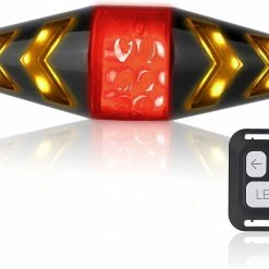 WOSAWE Feu Arrière De Vélo Avec Clignotants, Usb Rechargeable Ultra Bright Led Avertissement De Sécurité Bike Brake Feux Arrière, Télécommande Sans Fil, 4 Modes, Waterpro