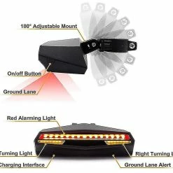 Unbranded X5 Bike Tailight Clignotants, Télécommande Sans Fil étanche USB Rechargeable VTT Feu Arrière Vélo Intelligent (noir) -Vélo fixie Soldes 407377665 max