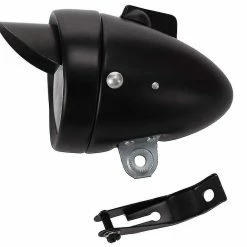 Unbranded Rétro Super Bright Led Bicycle Front Head Light Chrome Visor Bullet Headlamp Headlight Waterproof Bike Lamp Bicycle Accessories (noir)