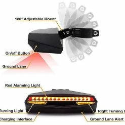 Vention X5 Bike Tailight Clignotants, Télécommande Sans Fil étanche USB Rechargeable VTT Feu Arrière Vélo Intelligent (noir) -Vélo fixie Soldes 462560049 max