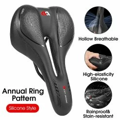 Bimirth West Biking Silica Gel Bicycle Saddle Soft Shock Absorbing MTB Mountain Road Bike Saddle Respirant Hollow Cycling Cushion Seat