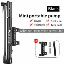 Bimirth West Biking Bike Pump Bicycle Tire Gonfleur Portable Pompe à Air 120psi Mountain Road Bike Accessoires Pour Cyclisme VTT Pompe à Vélo