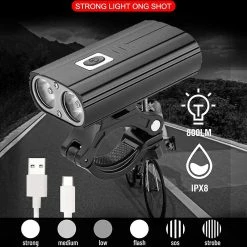 Unbranded Bike Light Usb Rechargeable Led Bicycle Lamp Cycling Headlight Imperméable à L’eau Road Bike Front Flashligh -Vélo fixie Soldes 554491646 max