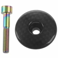 Unbranded 1-1 / 8 Pouces Matte Carbon Fiber Cycling Headset Stem Top Cap Titanium Bolt Road Mountain Bike Headset