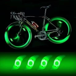 Boom 4 X Led Bike Wheel Light, Imperméable à L’eau Led Bike Wheel Light Avec 3 Modes Clignotants Led Bike Wheel Light Pour Vélo Adulte Et Enfant - Vert Vert