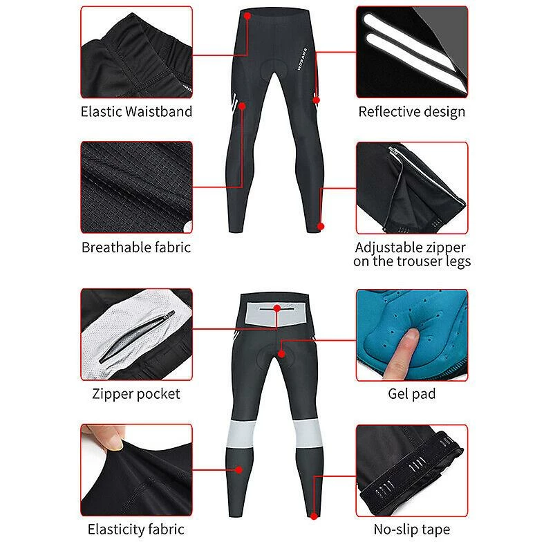 Unbranded Pantalon Long De Cyclisme Pour Hommes Gel Rembourré Reflective Race Fit Bike Ride Pantalon De Sport 3 Unbranded Pantalon Long De Cyclisme Pour Hommes Gel Rembourré Reflective Race Fit Bike Ride Pantalon De Sport – Image 3