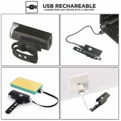 Unbranded Mtb Bicycle Light Bike Front Rear Lights Set Mountain Bike Night Cycling Headlight Usb Led Safety Taillight Bike Accessoires