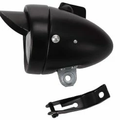 Unbranded Rétro Super Bright Led Bicycle Front Head Light Chrome Visor Bullet Headlamp Headlight Waterproof Bike Lamp Bicycle Accessories (noir)