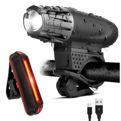 Unbranded Shxx Bike Lights Avant Et Arrière, Accessoires De Vélo, Réflecteurs Phare Puissant Et Feu Arrière Led Lumière De Sécurité Ensemble USB Lumière Avant + Arrière L