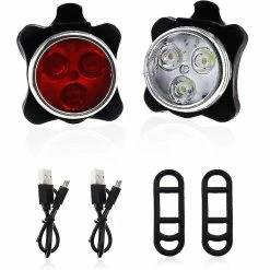 Unbranded Mountain Bicycle Front Light Silicone Led Head Rear Wheel Cycling Accessories Bike Lamp Usb Rouge Et Blanc Rechargeable Pour La Randonnée Camping (noir)