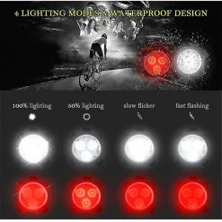 Unbranded Mountain Bicycle Front Light Silicone Led Head Rear Wheel Cycling Accessories Bike Lamp Usb Rouge Et Blanc Rechargeable Pour La Randonnée Camping (noir) -Vélo fixie Soldes 642428349 max