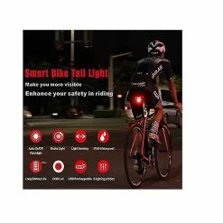 Unbranded Accessoires De Vélo, Feu Arrière à Détection Automatique Smart Bike Tail Light Bicycle Red Led Taillight Ipx6 Waterproof Cycling Lights (noir) -Vélo fixie Soldes 642436696 max