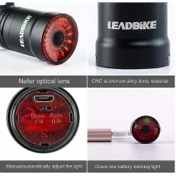 Unbranded Smart Bike Tail Light, Usb Rechargeable, Intelligent Light Perception De La Lumière Bike Rear Light Ipx6 Waterproof Led Bicycle Lights, High Intensity Rear Accessori -Vélo fixie Soldes 642437117 max