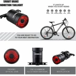 Unbranded Nouveau Smart Bike Tail Light 6 Modes Clignotants Brake Sensing Bicycle Accessories Usb Rechargeable Ultra Bright Night Riding Warning Cycling Light (noir) -Vélo fixie Soldes 642439149 max