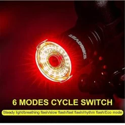Unbranded Nouveau Smart Bike Tail Light 6 Modes Clignotants Brake Sensing Bicycle Accessories Usb Rechargeable Ultra Bright Night Riding Warning Cycling Light (noir) -Vélo fixie Soldes 642439345 max
