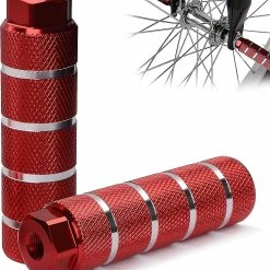 Timubike 2pcs Bike Foot Pegs Alliage D’aluminium Antidérapant 8mm Cycling Pegs Pour 3/8 « Essieux Rouge Bmx Pegs Mtb Cylindrique Pegs Foot Pegs Stunt Pedal Pour VTT