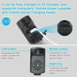 Unbranded Klaxon De Vélo, Vélo électronique, 140db Bike Horn Pour Adultes, 4 Modes Sonores Klaxon étanche Pour Vélo, L -Vélo fixie Soldes 715260759 max