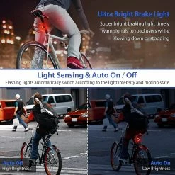 Guytv Smart Bike Tail Light Alarm Usb Rechargeable Anti-theft Bicycle Alarm Avec Télécommande Pour Mountain Bike Electric Scooter -Vélo fixie Soldes 739757852 max