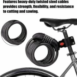 Nw 1776 2023 - Bike Lock Câble Bobine Bike Lock, Câble De Verrouillage De Vélo, Bike Lock Long 120cm X 12mm -Vélo fixie Soldes 769023747 max