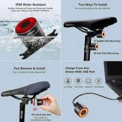 Unbrand Smart Bike Tail Light Ultra Bright Back Brake Light Usb Rechargeable Led Feu Arrière Imperméable à L’eau Feux De Cyclisme De Route -Vélo fixie Soldes 784348061 max