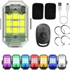Treingi Haute Luminosité Sans Fil LED Stroboscope Lumière, 7 Couleurs Rechargeable Lumières Clignotantes Anti-collision Signal Light Pour Moto Car Bike Drone