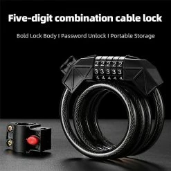 Unbranded Bicycle Lock Code à 5 Chiffres Antivol Lock Bike Security Accessory Steel Cable Cycling Bicycle Lock -Vélo fixie Soldes 790817168 max
