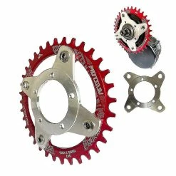 Unbranded Motsuv E-bike Pédalier 104bcd 38t Chainring Adapter Kit Rouge -Vélo fixie Soldes 797991210 max