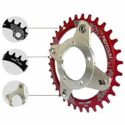 Unbranded Motsuv E-bike Pédalier 104bcd 38t Chainring Adapter Kit Rouge -Vélo fixie Soldes 797991290 max