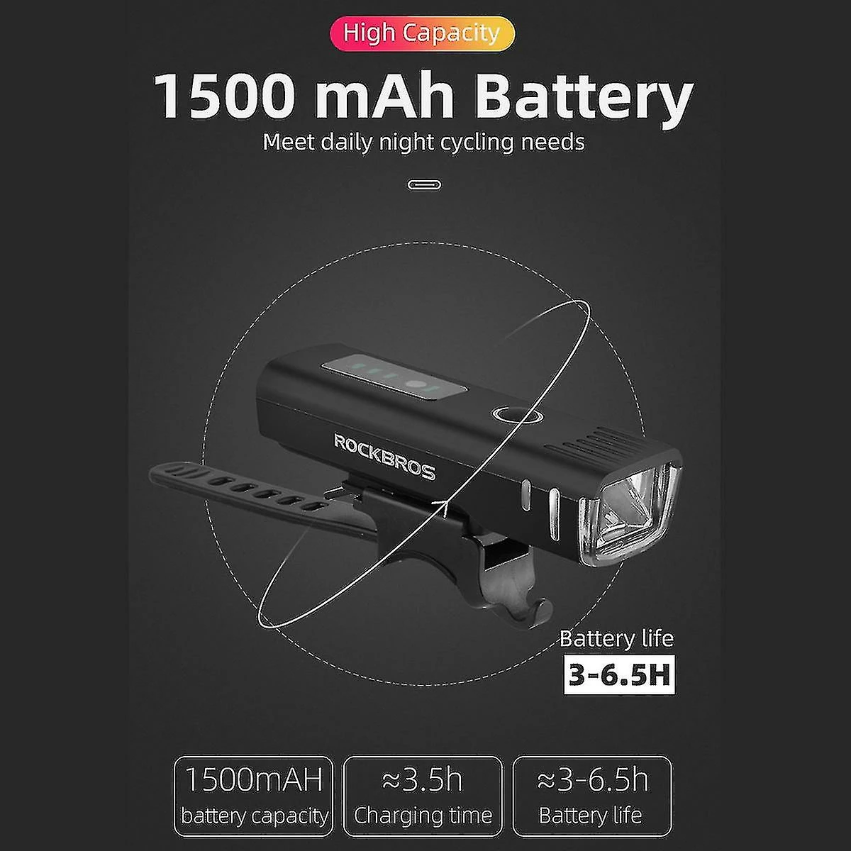 Unbranded Bike Light Waterproof 1500mah Bicycle Light Smart Flashlight Bike Front Light Usb 5 Unbranded Bike Light Waterproof 1500mah Bicycle Light Smart Flashlight Bike Front Light Usb – Image 5