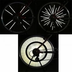 Alisili 12pcs Reflective Mount Clip Tube Warning Strip Bicycle Bike Wheel Spoke Reflector Mountain Rear Bike Reflector Light